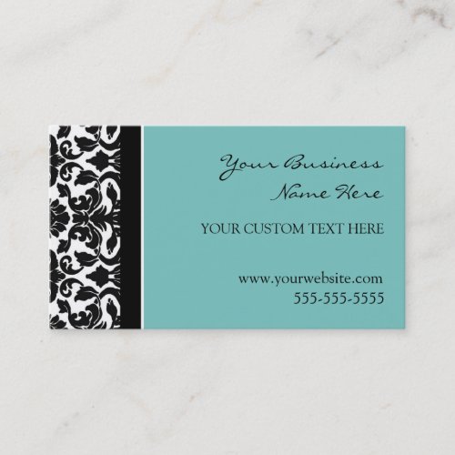 Elegant Teal Damask Business Cards