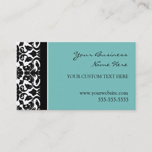 Customizable Elegant Teal Damask Business Cards