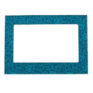 Elegant Teal Damask Magnetic Picture Frame