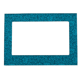 Elegant Teal Damask Magnetic Picture Frame