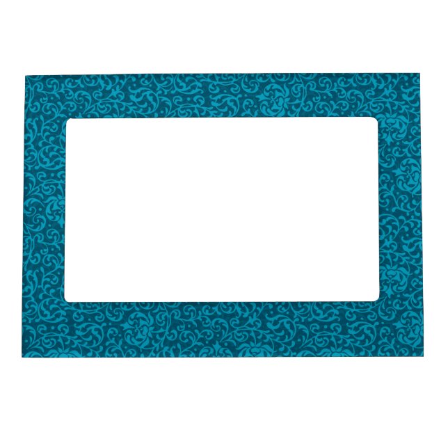 Elegant Teal Damask Magnetic Picture Frame (Front)