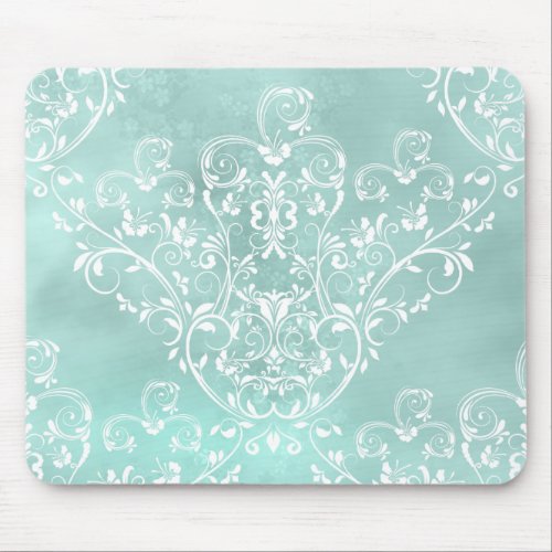 Elegant Teal Damask Mousepad