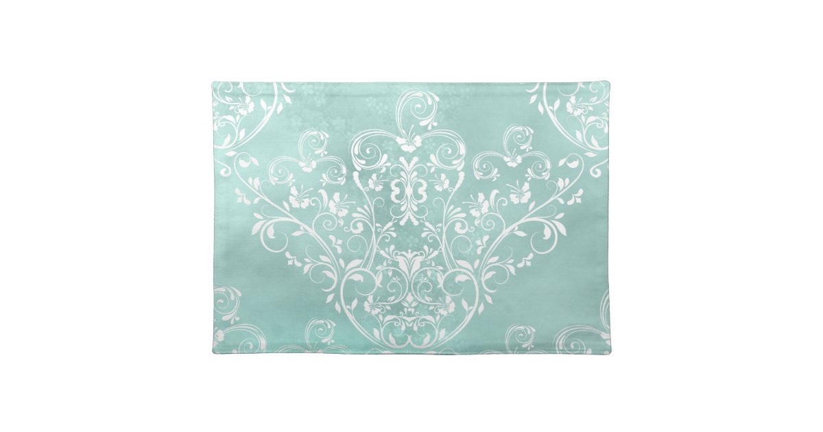 Elegant Teal Damask Placemat Zazzle