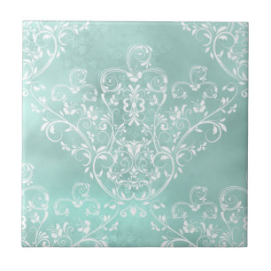 Elegant Teal Damask Tile