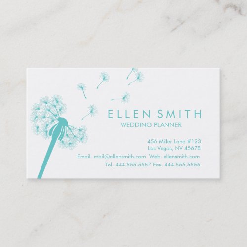 Elegant Teal Dandelion Business Card