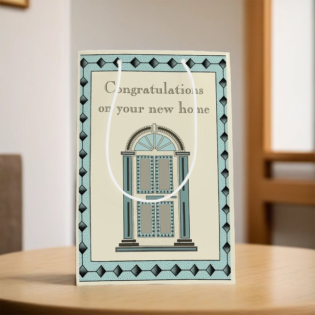 Elegant Teal Door Housewarming Medium Gift Bag (Creator Uploaded)