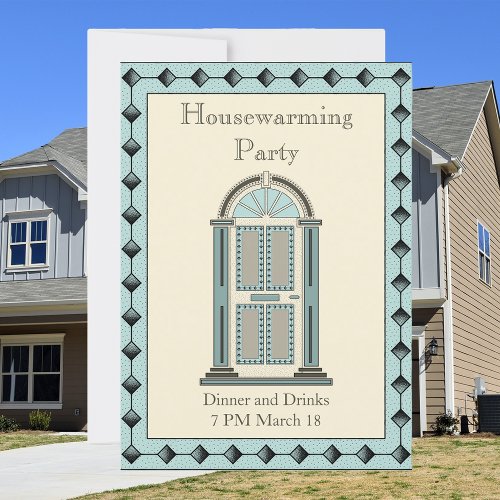 Elegant Teal Door Housewarming Party Invitation