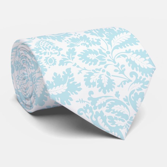 Elegant Teal Floral Botanical Neck Tie (Rolled)