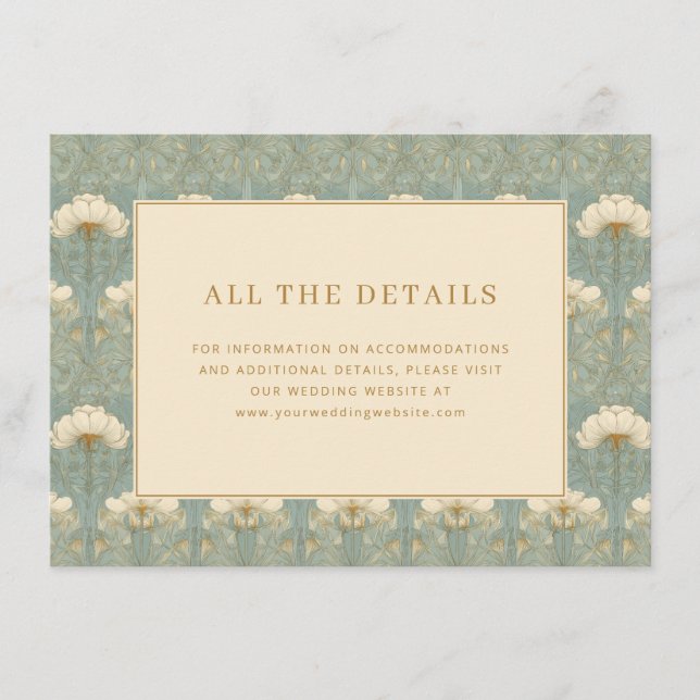 Elegant Teal Floral Enclosure Card (Front)