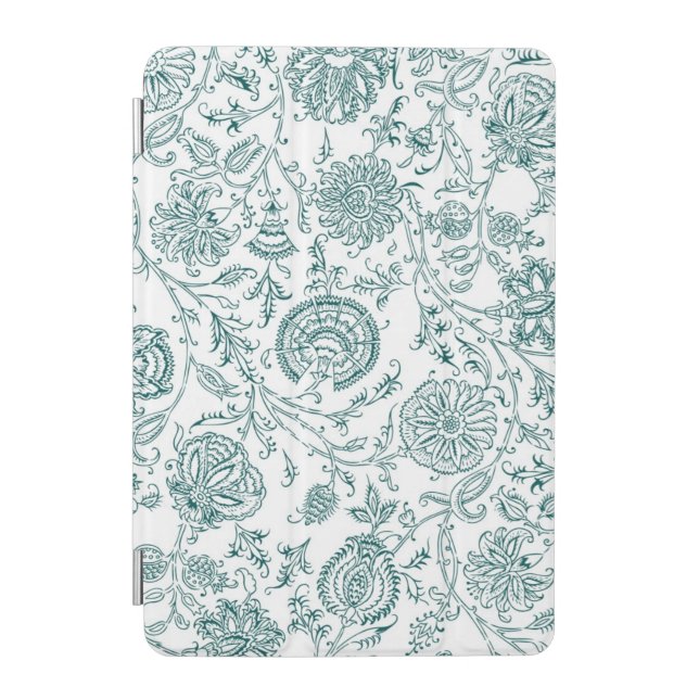Elegant Teal Floral Pattern iPad Mini Case (Front)