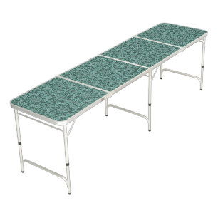 Elegant Teal Floral Pattern with Leaf Mandala Beer Pong Table