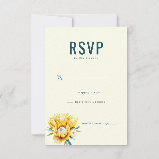 Elegant Teal Floral RSVP Card (Front)