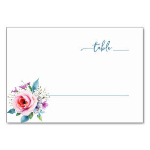 Elegant Teal Floral Table Number