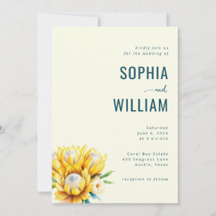 Elegant Teal Floral Wedding Invitation