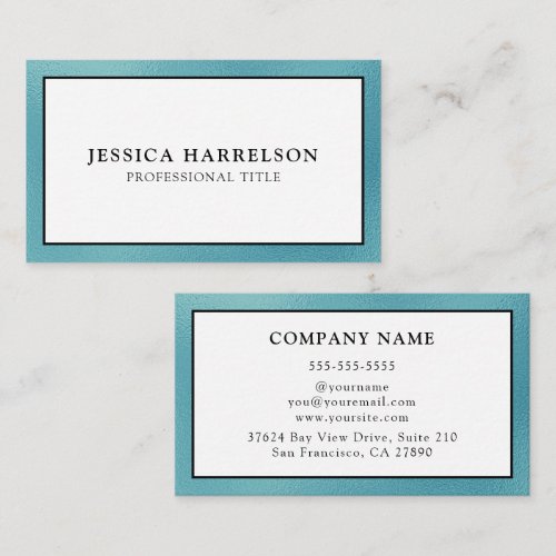 Elegant Teal Foil Edged Business Card