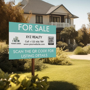 Elegant Teal For Sale Property Selling Realty Sign