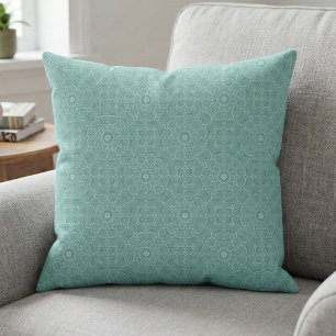 Elegant Teal Geometric Mosaic Mandala Tile Pattern Fabric