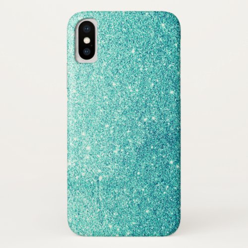 Elegant Teal Glitter iPhone X Case