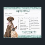 Elegant Teal Glitter Dog Grooming Report Card Flyer<br><div class="desc">Make your dog grooming business shine with this elegant and customizable dog grooming report card! Featuring two adorable dogs and a stunning teal glitter accent, this report card is the perfect way to communicate the grooming services you provide. The card includes a checklist for essential tasks like baths, nail trimming,...</div>