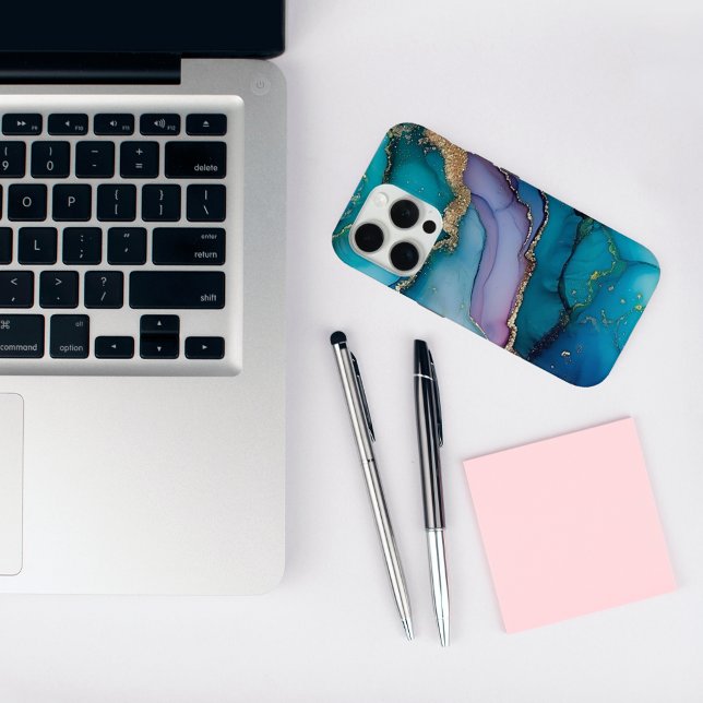 Elegant Teal Glitter Marble iPhone 15 Pro Case (Elegant Teal Glitter Marble iPhone 15 Pro Case)