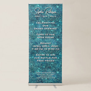 Elegant Teal Glitter Retractable Banner