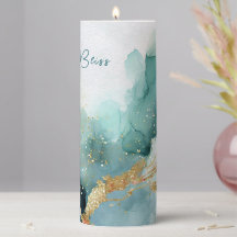 Elegant Teal Gold Abstract Watercolor Custom Spa