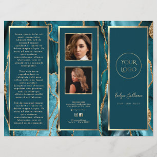 Elegant Teal Gold Agate Brochure