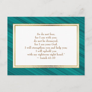 Elegant Teal Gold Christian Bible Verse Postcard