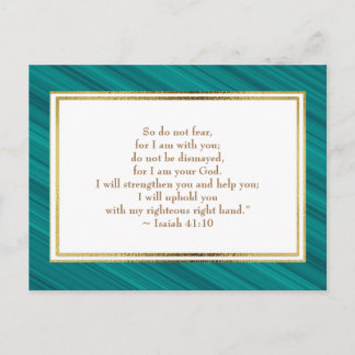 Elegant Teal Gold Christian Bible Verse Postcard