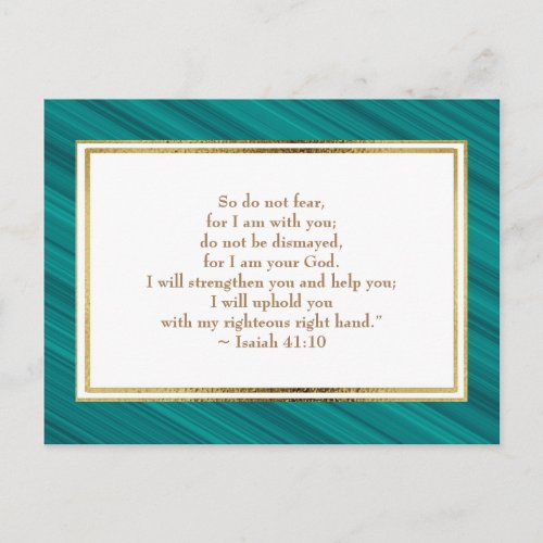 Elegant Teal Gold Christian Bible Verse Postcard