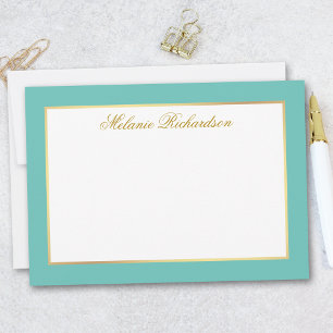 Elegant Teal Gold Frame - Choose Size - Note Card