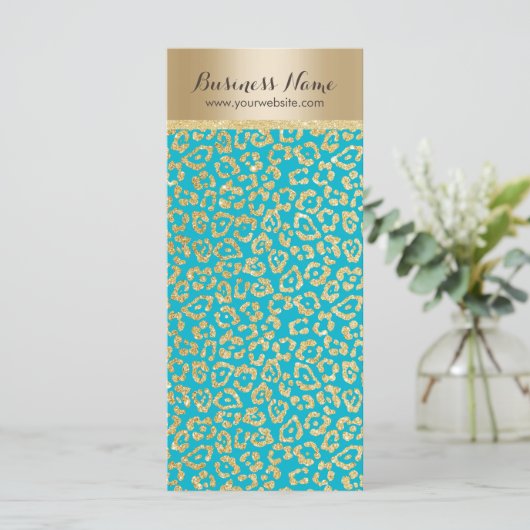Elegant Teal & Gold Leopard Print (Standing Front)