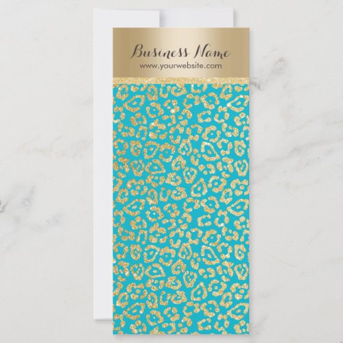 Elegant Teal  Gold Leopard Print