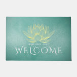 Elegant Teal Gold Lotus Yoga Instructor Welcome Doormat at Zazzle