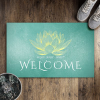 Elegant Teal Gold Lotus Yoga instructor Welcome
