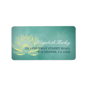 Elegant Teal Gold Lotus Yoga Mediation Instructor Label