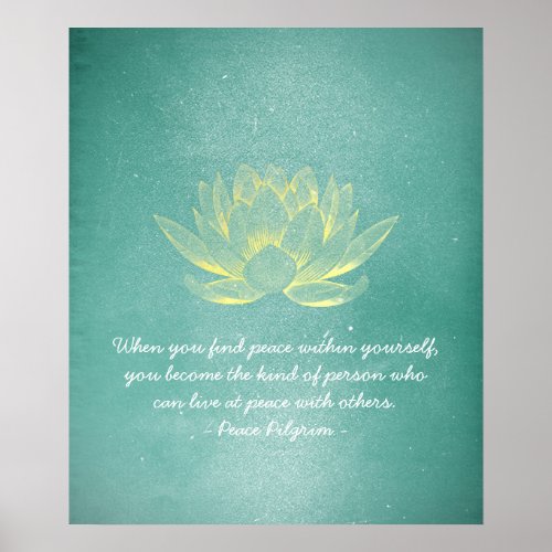 Elegant Teal Gold Lotus YOGA Meditation Instructor Poster