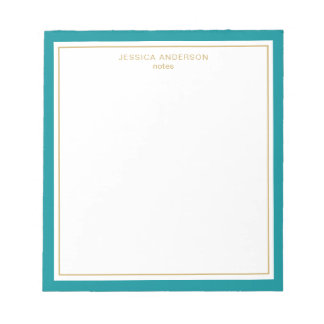 Elegant Teal Gold Personalized Notepad