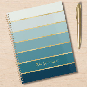 Elegant Teal Gradient Gold Stripes Appointment Planner