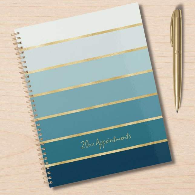 Elegant Teal Gradient | Gold Stripes Appointment  Planner (Creator Uploaded)