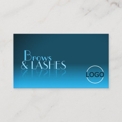 Elegant Teal Gradient Mirror Font Classic Logo Business Card