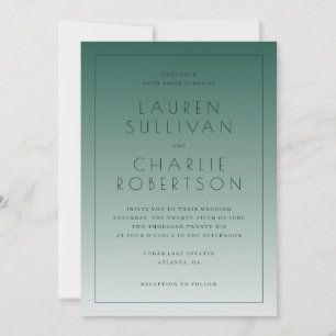 Elegant Teal Gradient Wedding Invitations