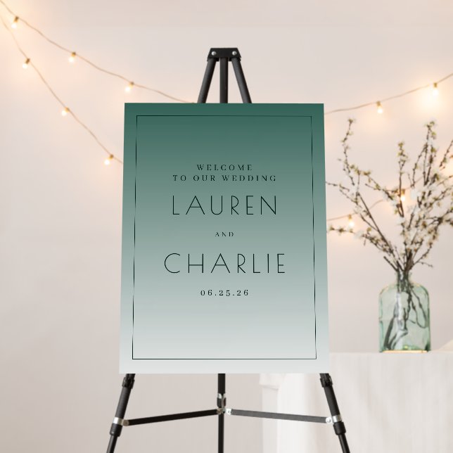Elegant Teal Gradient Wedding Sign (In Situ (Stand))
