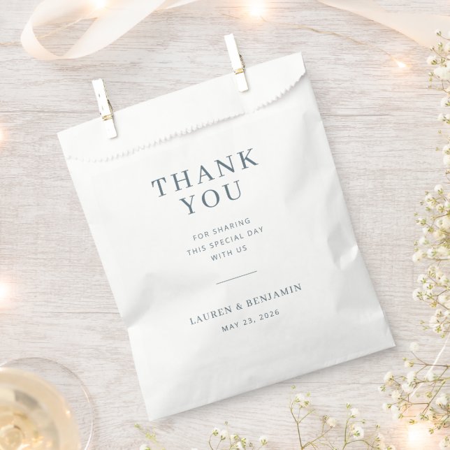 Elegant Teal Gratitude Note Favor Bag (Clipped)