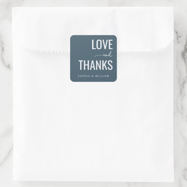 Elegant Teal Gratitude Square Sticker (Bag)