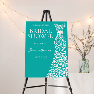 Elegant Teal Green Blue Large Bridal Shower Sign