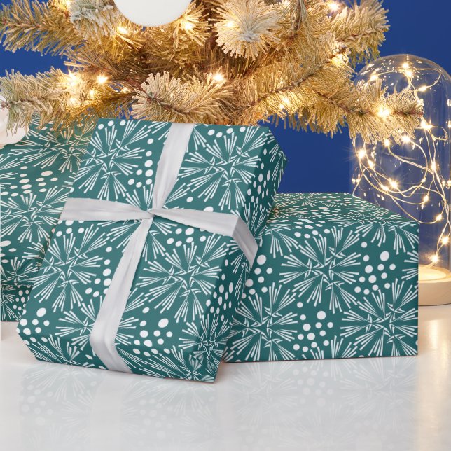 Elegant Teal Green Christmas Holiday Wrapping Paper (Holidays)