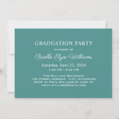 Elegant Teal Green Graduation Party Photo Collage Invitation (Back)