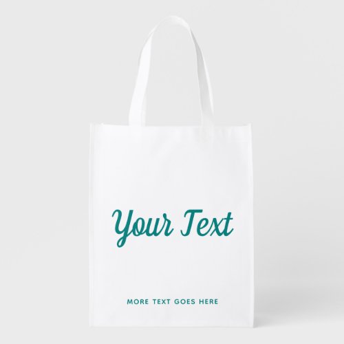 Elegant Teal Green Modern Custom Hand Script Text Grocery Bag
