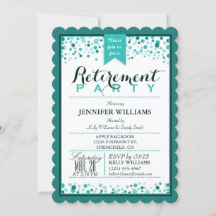 Elegant Teal Green Retirement Party Invitation